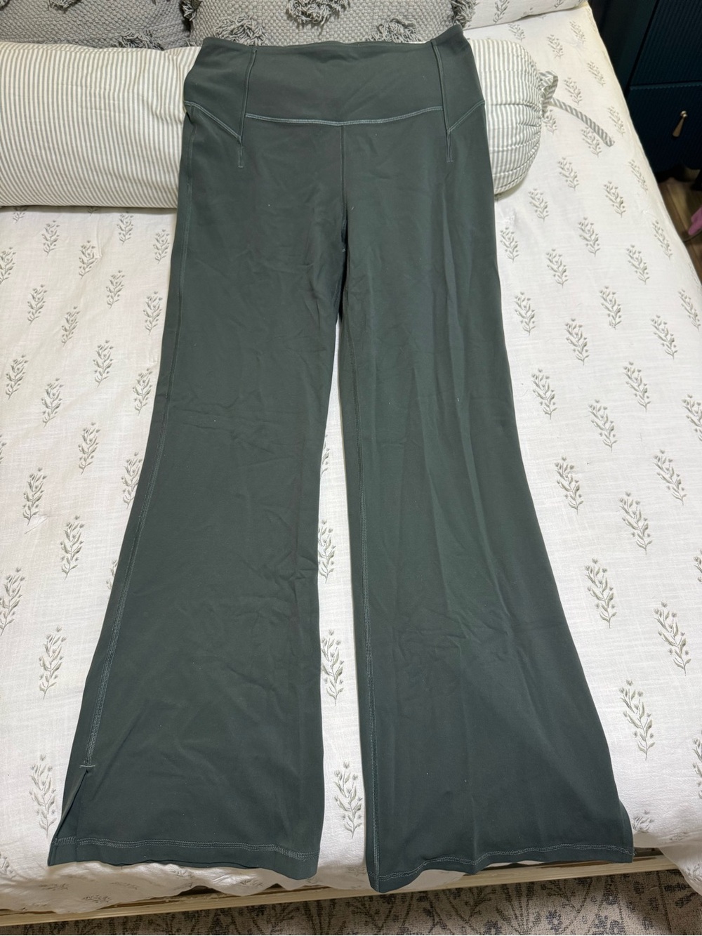 Lululemon Flared High-Waist Yoga Pants in Dark Green